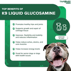LiquidHealth K9 liquid formula pour highlighting fast absorption and quick results