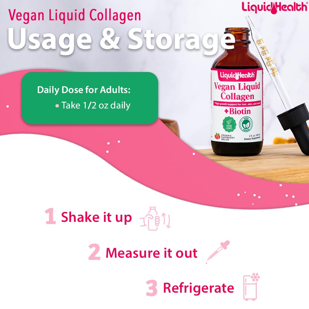 Close up of LIQUIDHEALTH bottle conveying allergen-free formula.