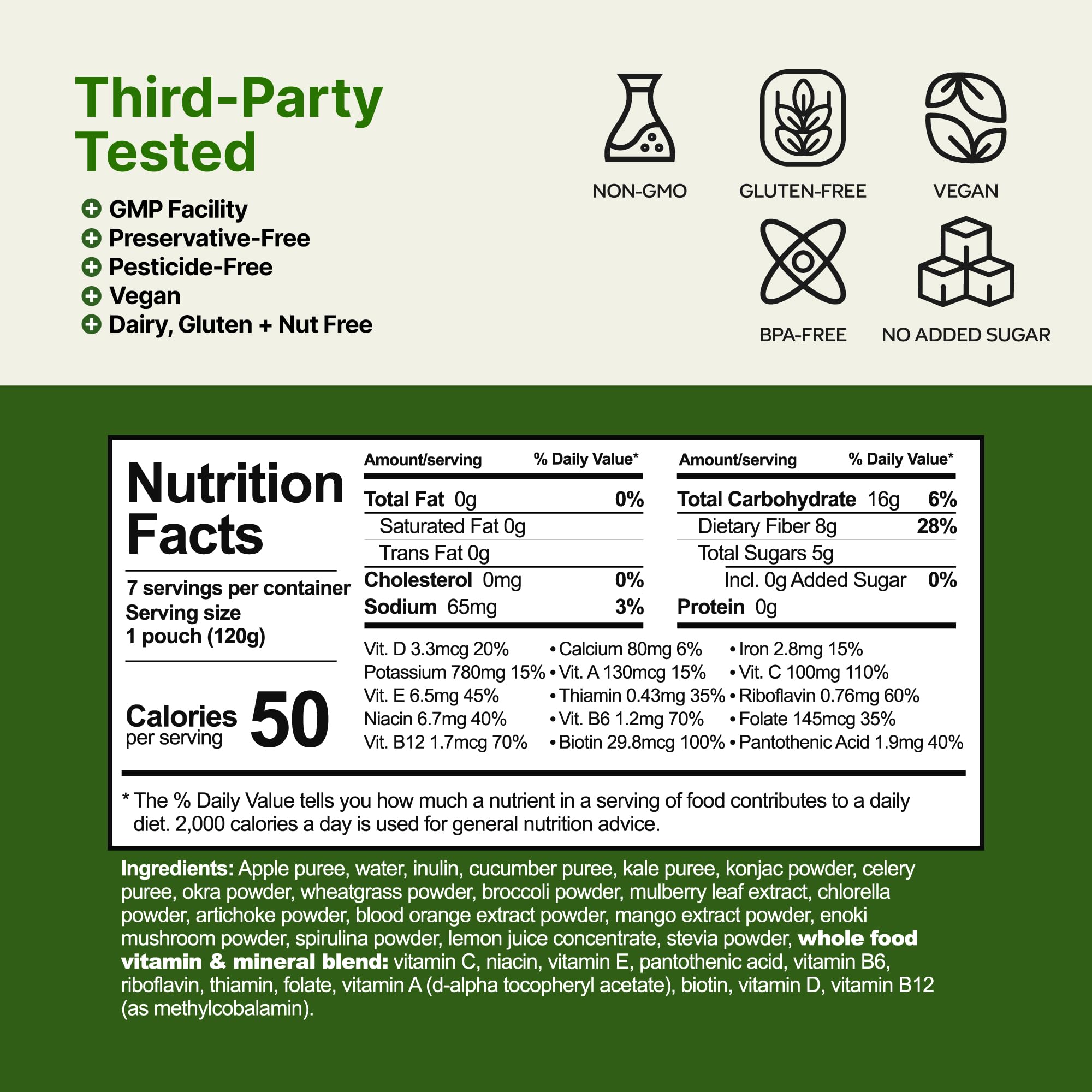 Liquid Plus Liquid Salad apple-crisp pouch demonstrates natural sweetness without added sugar.