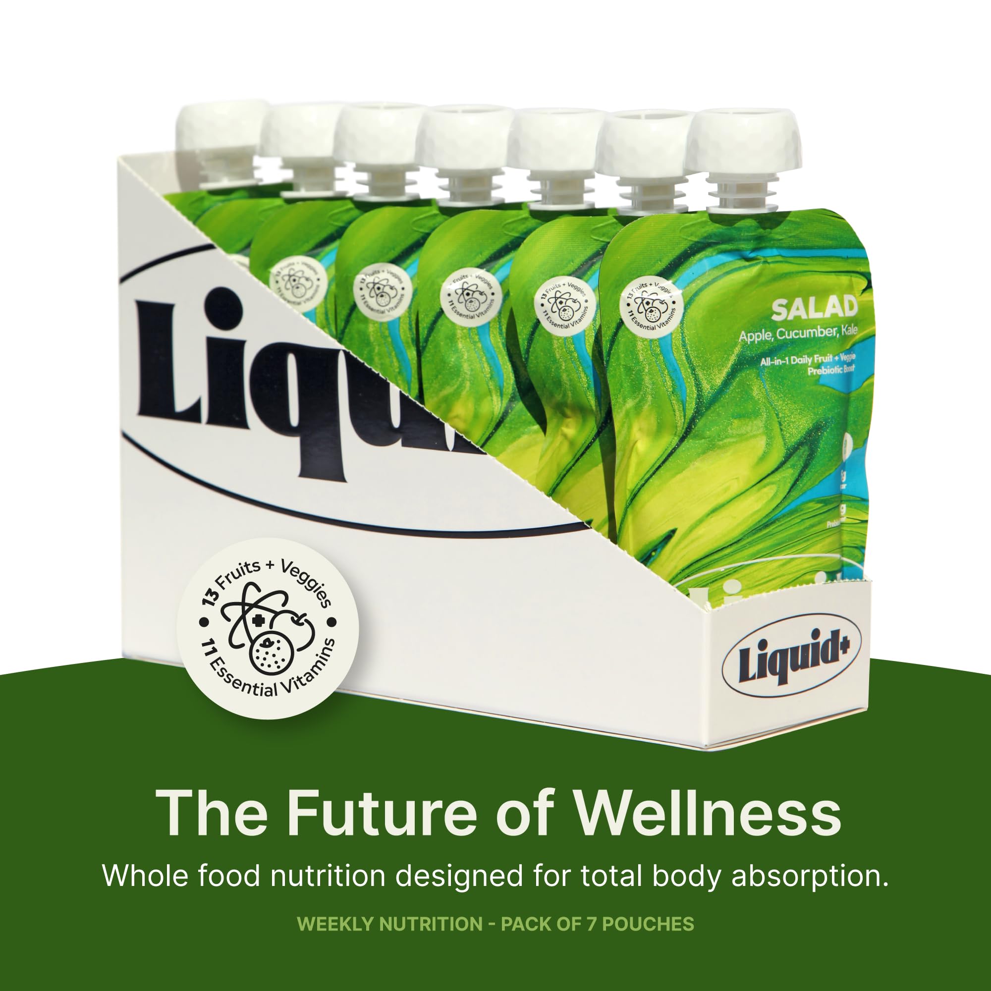 Liquid Plus Liquid Salad shelf-stable design enables nutrition anywhere, anytime.
