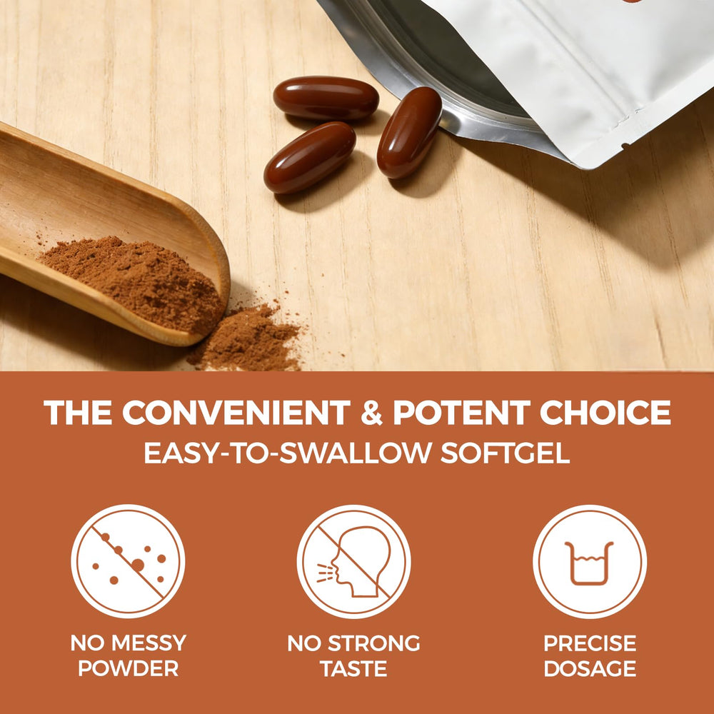 LIRAE Cinnamon SoftGels packaging communicates premium, easy daily ritual.