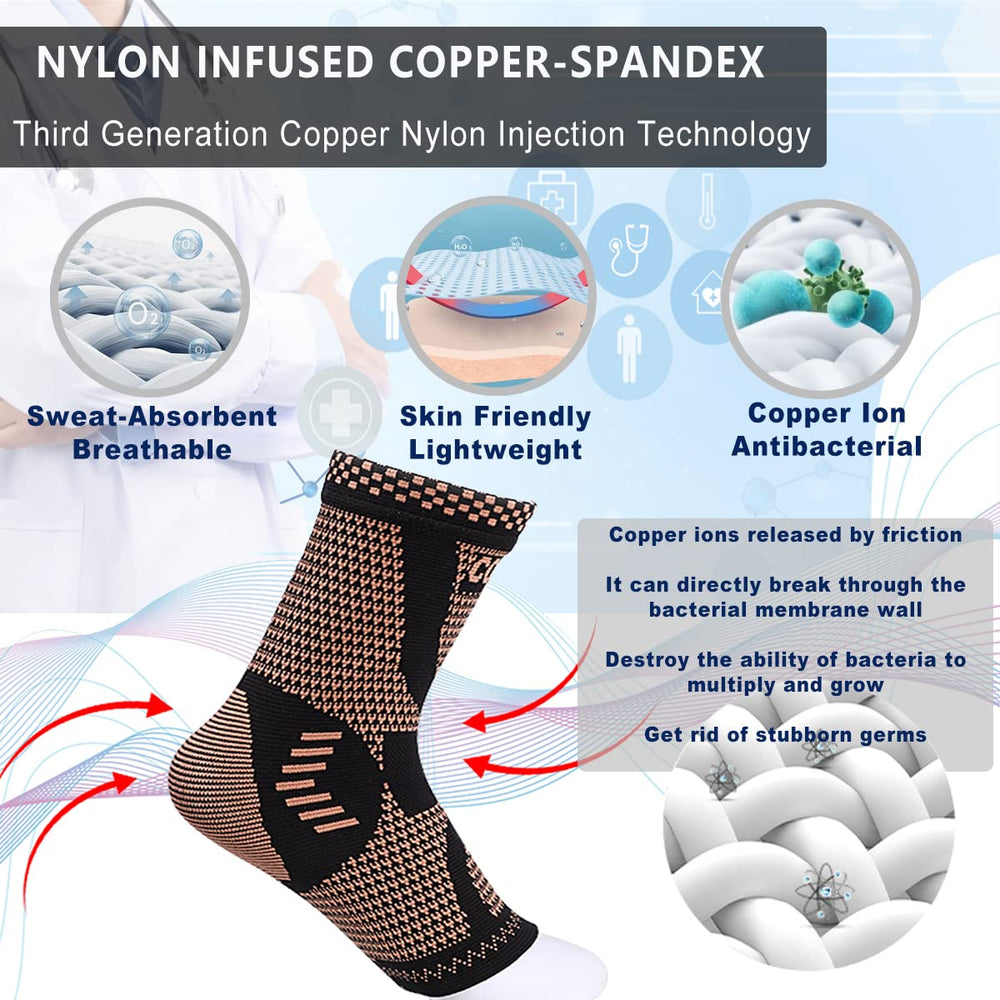 LISEPWU copper ankle brace in use providing gentle movement and support during activity