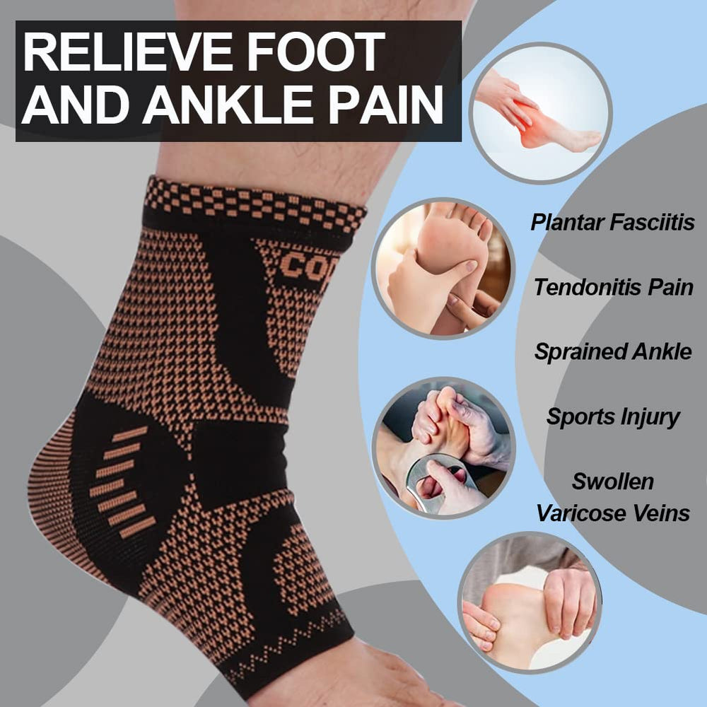 Close-up of LISEPWU copper ankle brace material showing copper-infused nylon moisture management