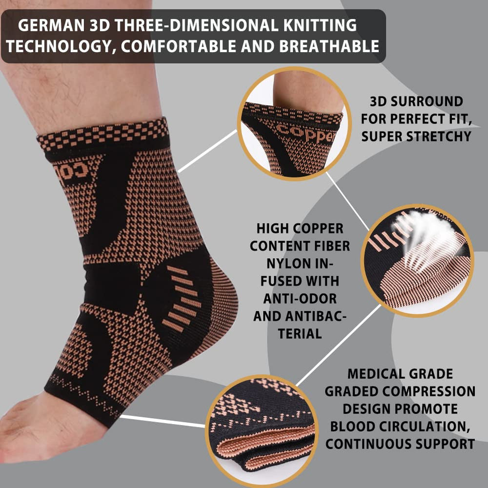 LISEPWU copper ankle brace side view highlighting ergonomic fit for all-day wear