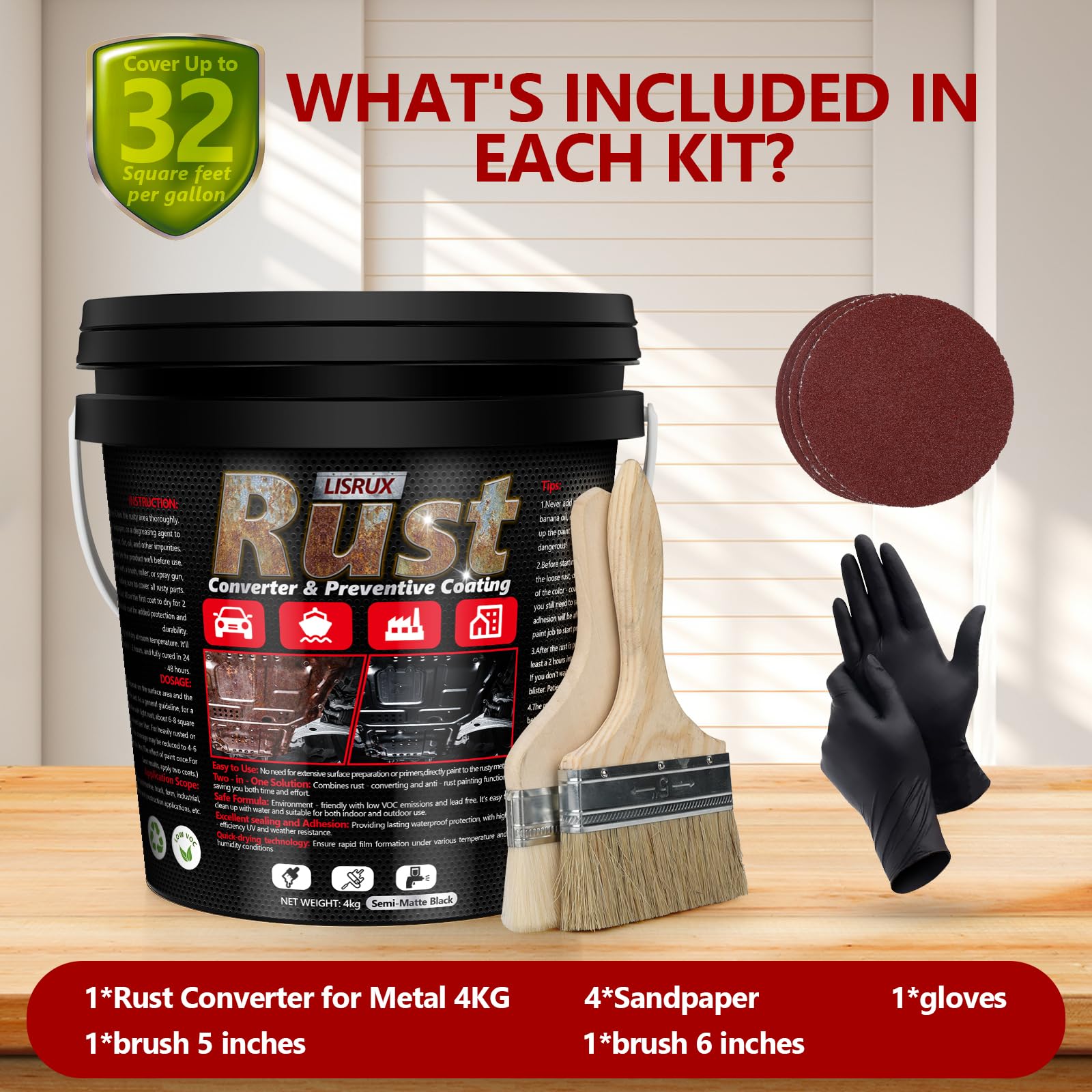 LISRUX rust converter tools cleaning with water after rust treatment.