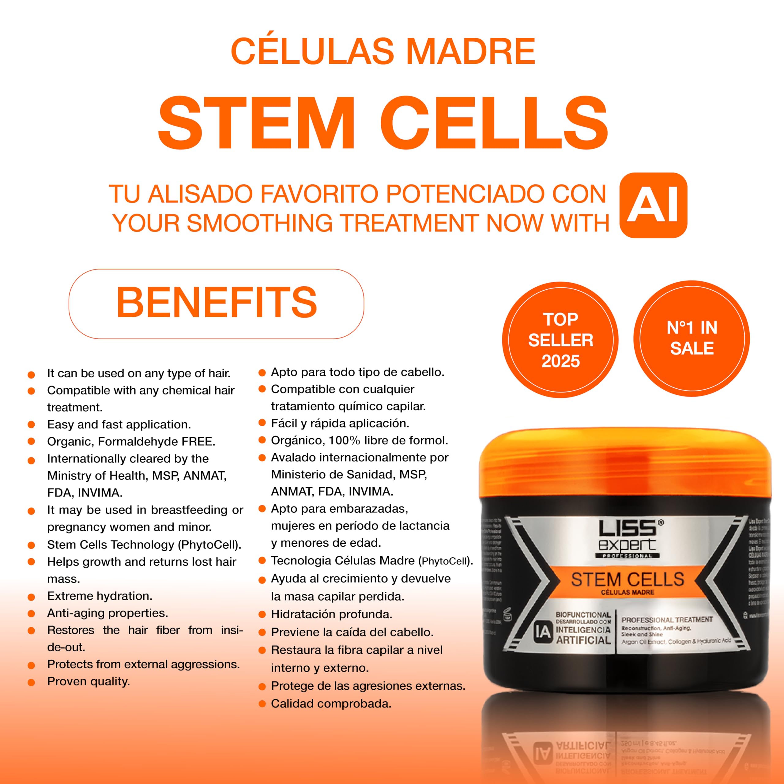 Liss Expert Stem Cells Smoothing Treatment before-after shows smoother, shinier hair.
