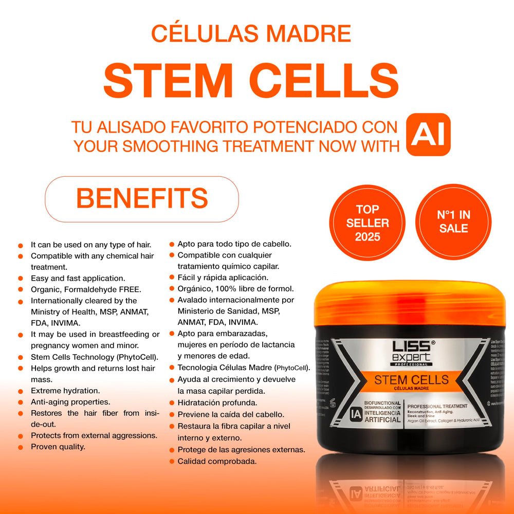 Liss Expert Stem Cells Smoothing Treatment before-after shows smoother, shinier hair.