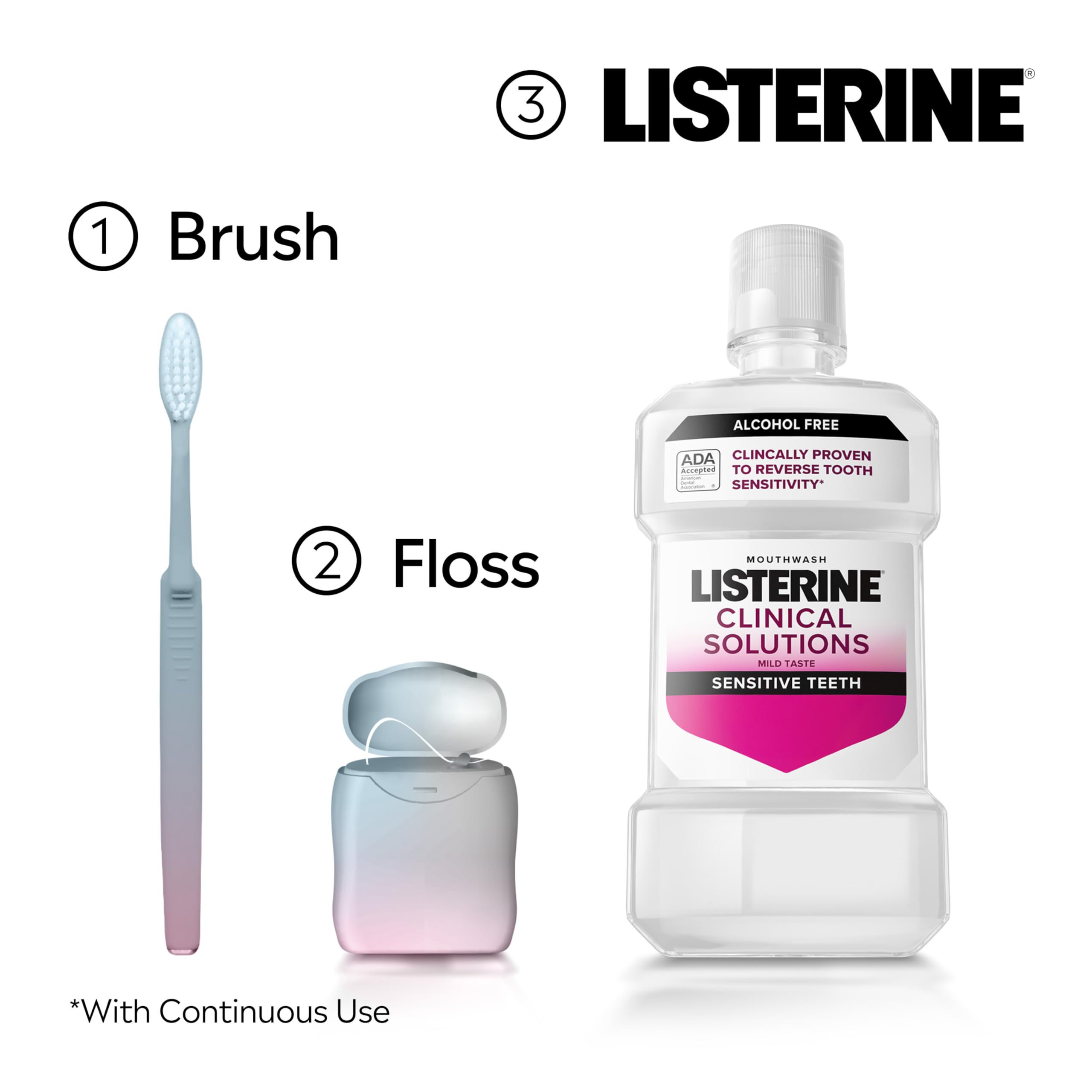 Rinse steps for dosing and consistent use in daily routine