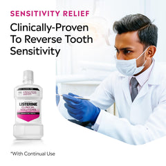 Listerine Clinical Solutions mint mouthwash promotes fresh breath and sensitivity relief