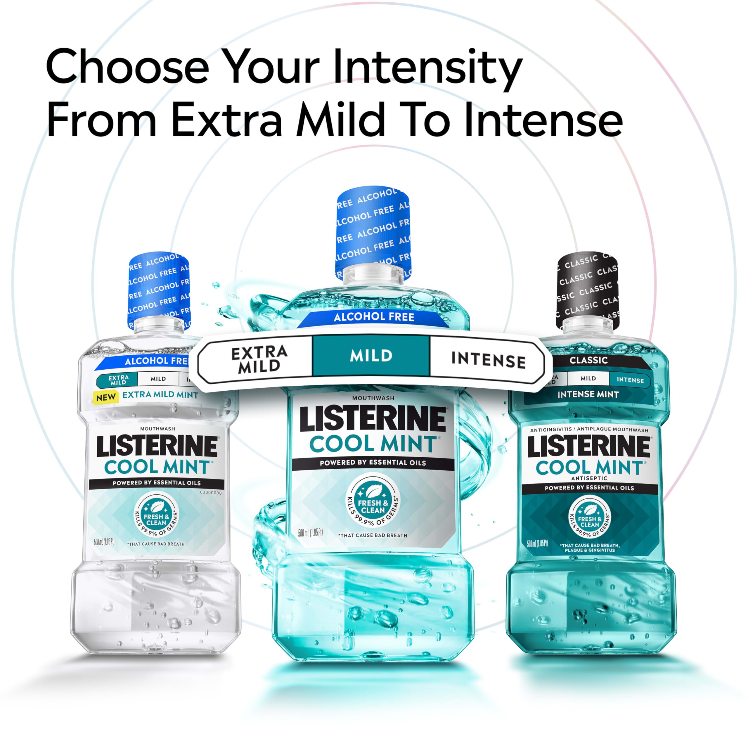 Listerine Cool Mint Alcohol-Free Mild shelf-display image for shopping inspiration.
