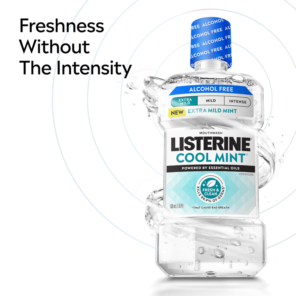 Listerine Dye-Free Formula Label emphasizes dye-free composition