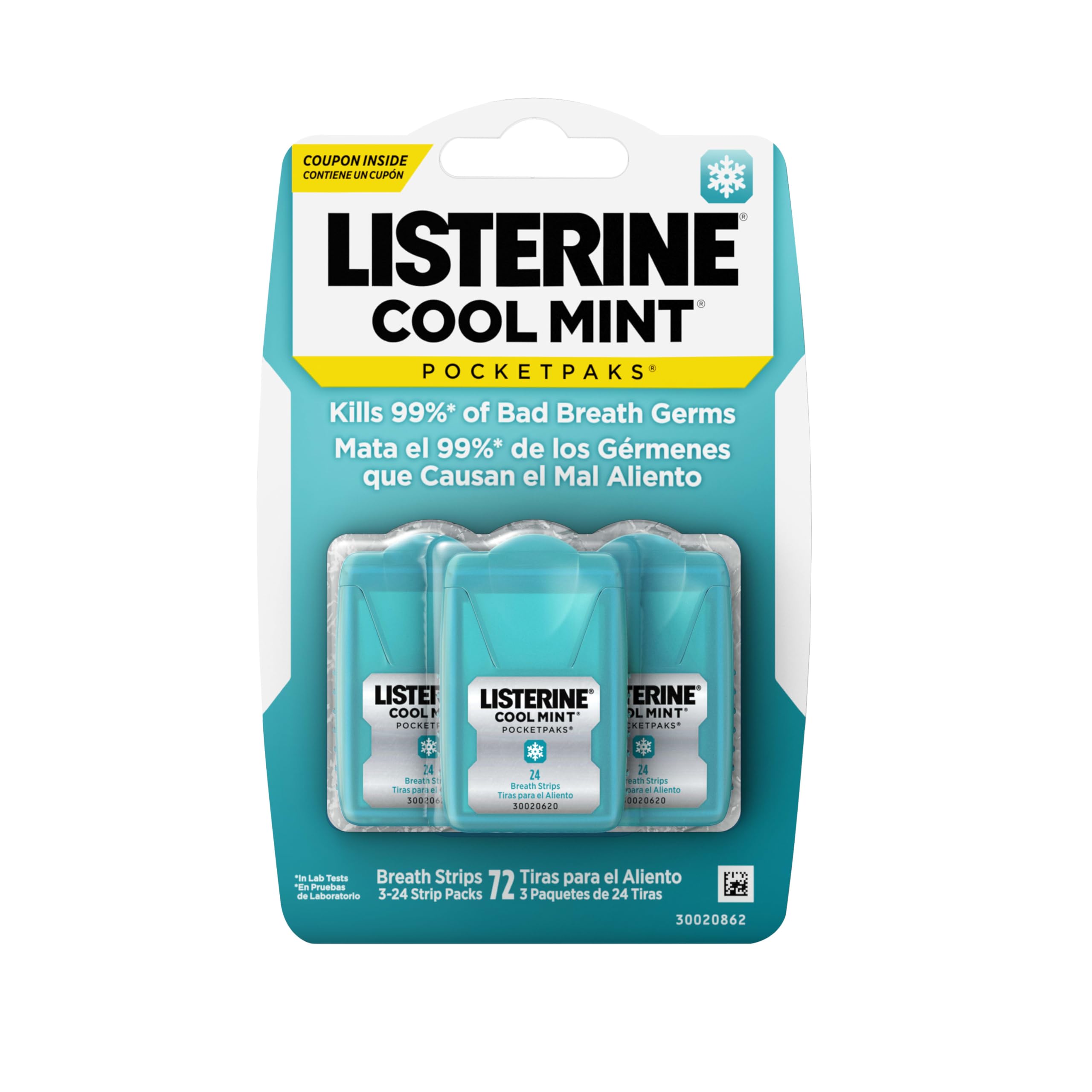 Listerine PocketPaks Cool Mint case front for on-the-go freshness.