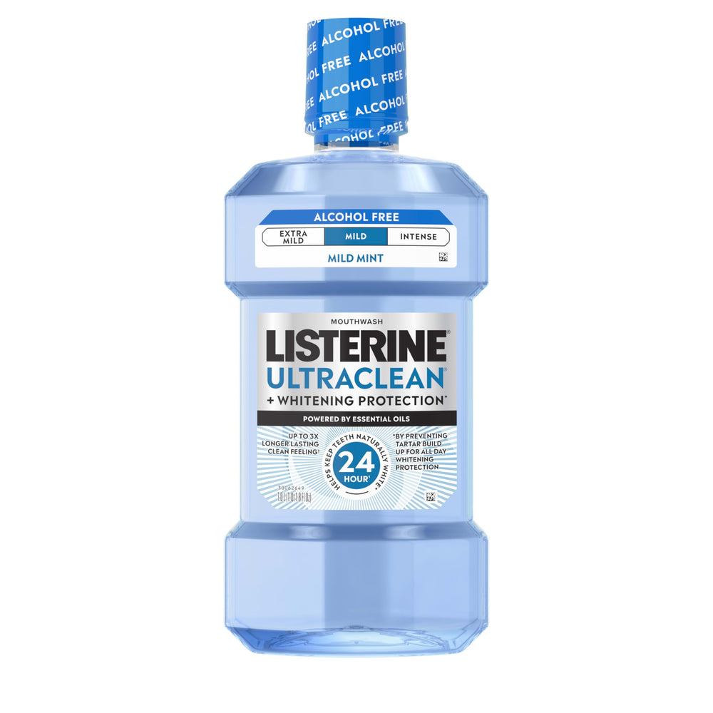 Listerine Ultraclean Arctic Mint close-up highlighting mild flavor and refreshing feel.
