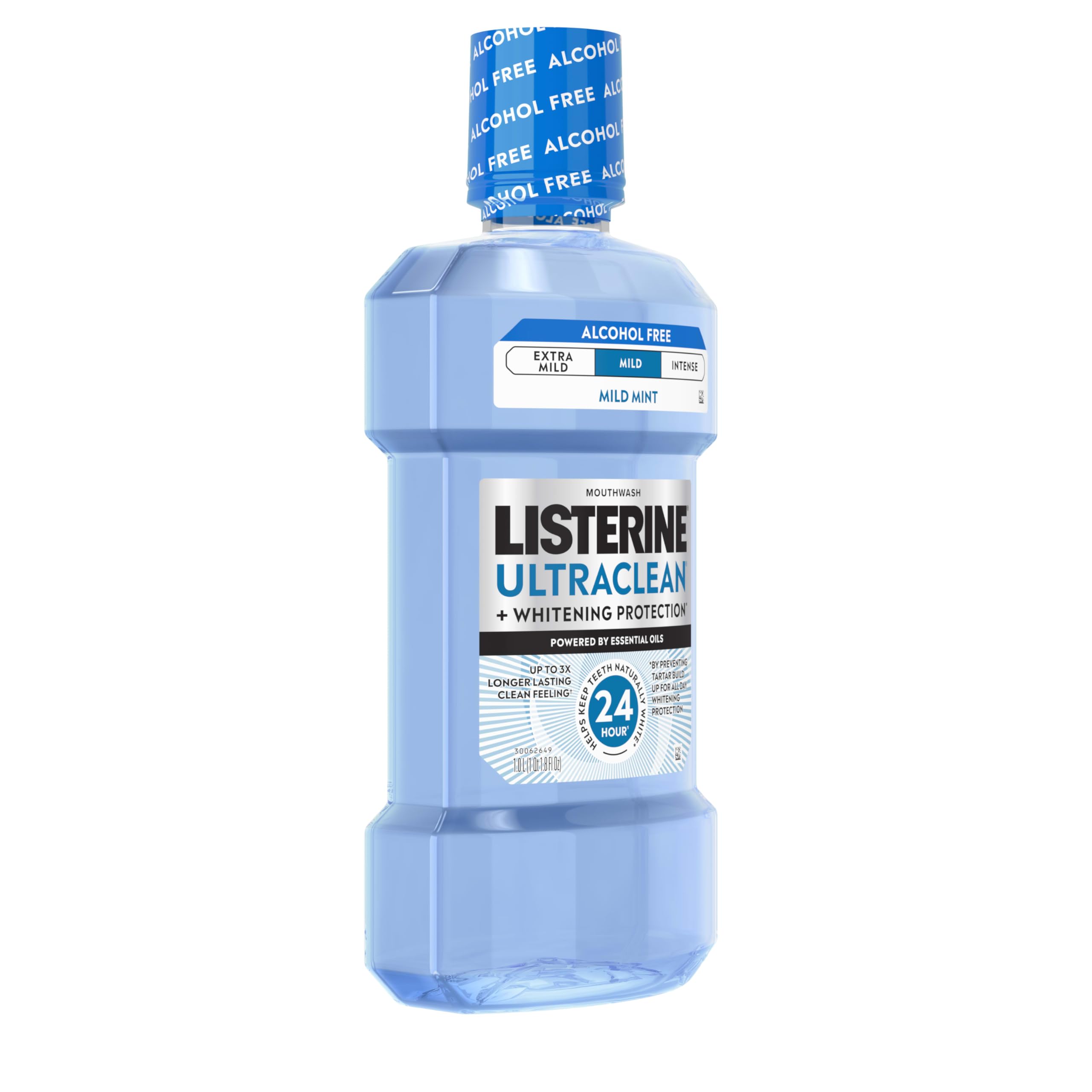 Listerine Ultraclean Whitening Protection label shot emphasizing whitening benefits.