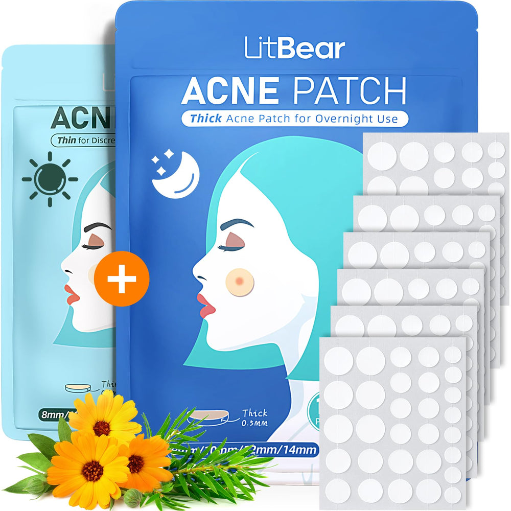 LitBear Day Patch 8mm on skin for discreet coverage and oil absorption