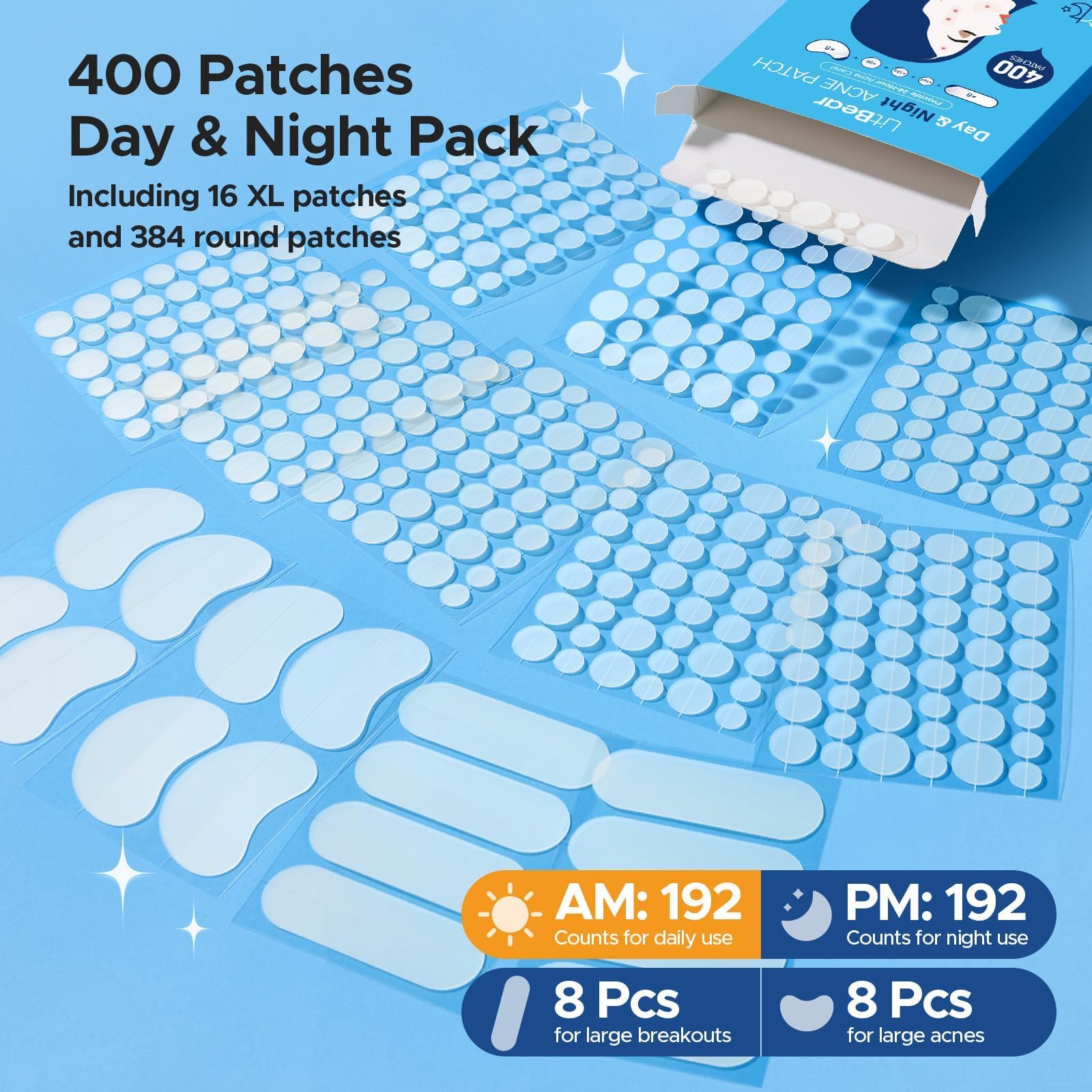 LitBear 12mm patch covers larger blemishes with secure adhesion