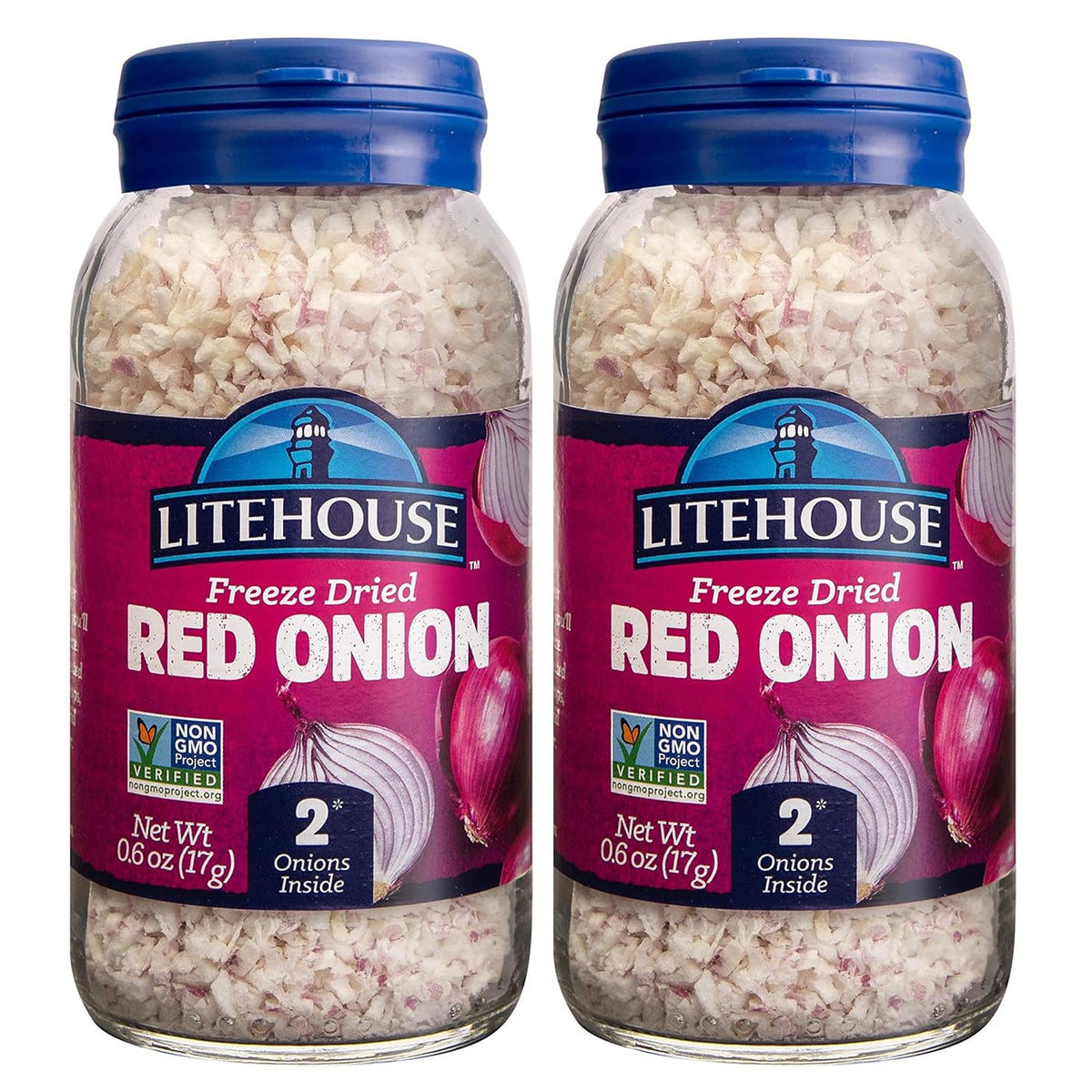 Litehouse Freeze Dried Red Onion 2-pack packaging, pantry-ready option for quick flavor.