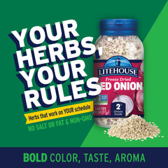 Litehouse Freeze Dried Red Onion spooned over soup with rich aroma.