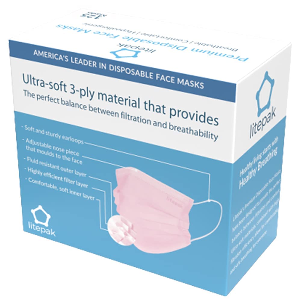 Litepak pink mask provides comfortable coverage and everyday practicality