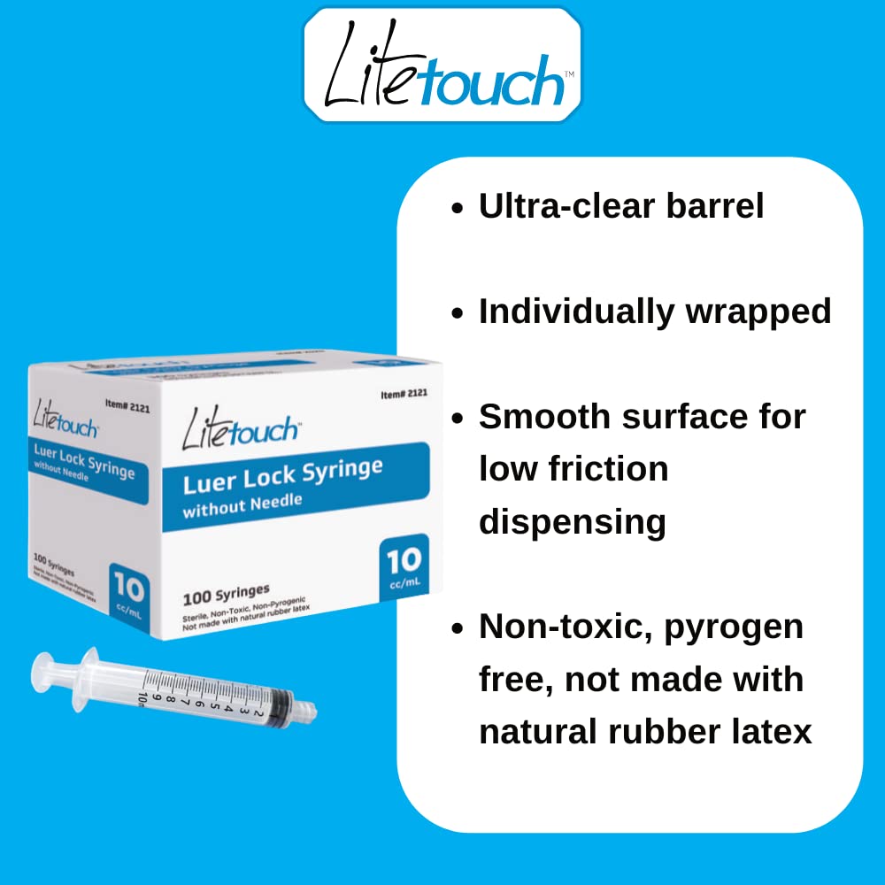 LITETOUCH syringe barrel with clear markings for accurate measurement.