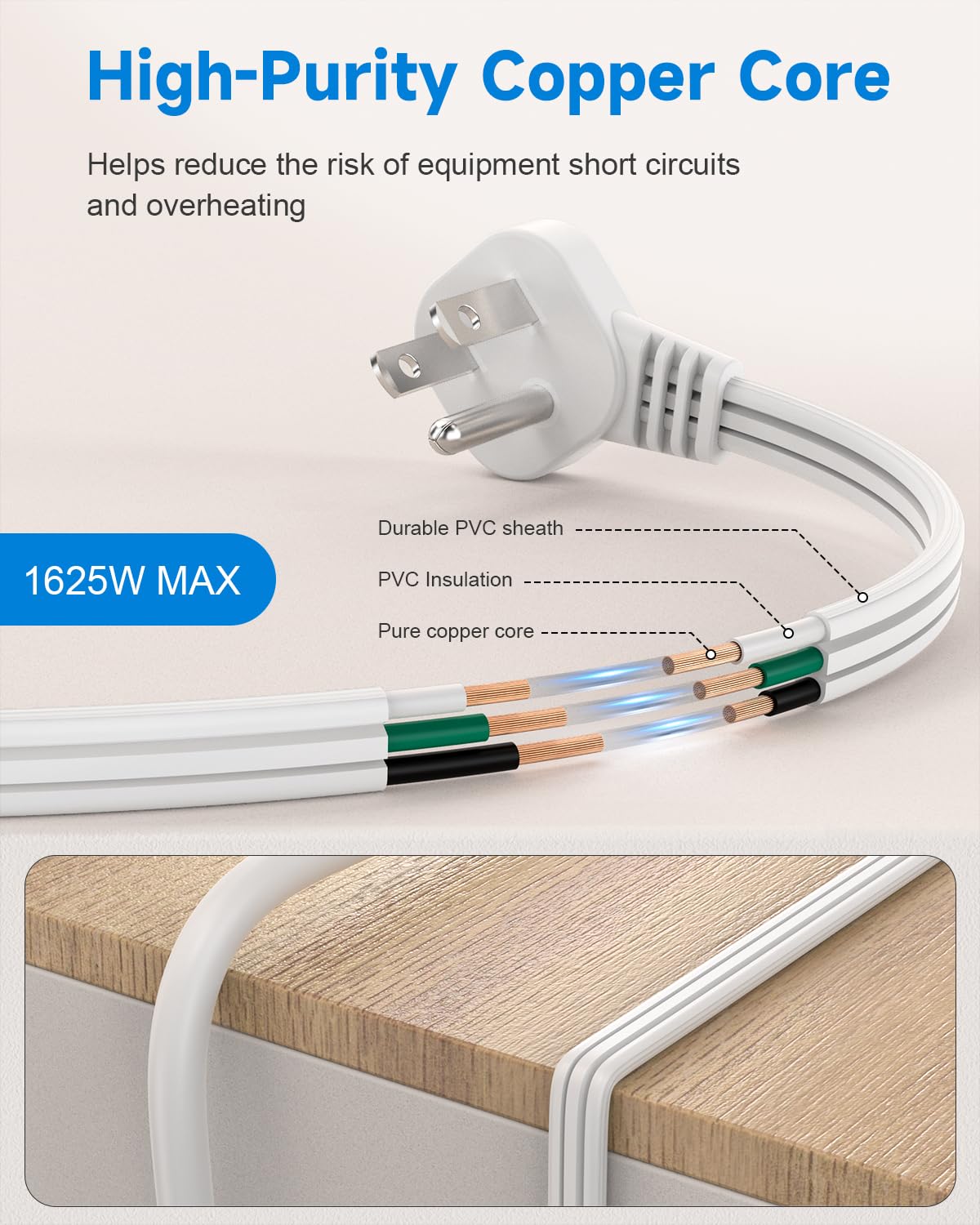 LitStar flat plug 1ft white two-pack packaging for multiple rooms.
