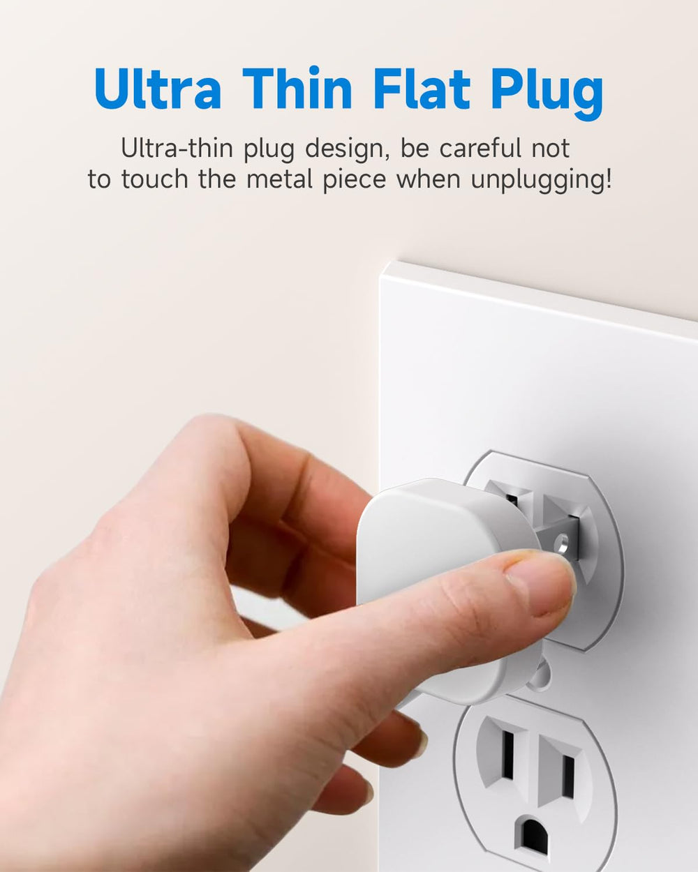 LitStar flat plug 1ft white 3-prong grounded safety.