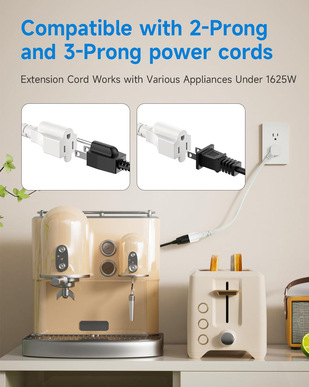 LitStar flat plug 1ft white high-flex durable cord.