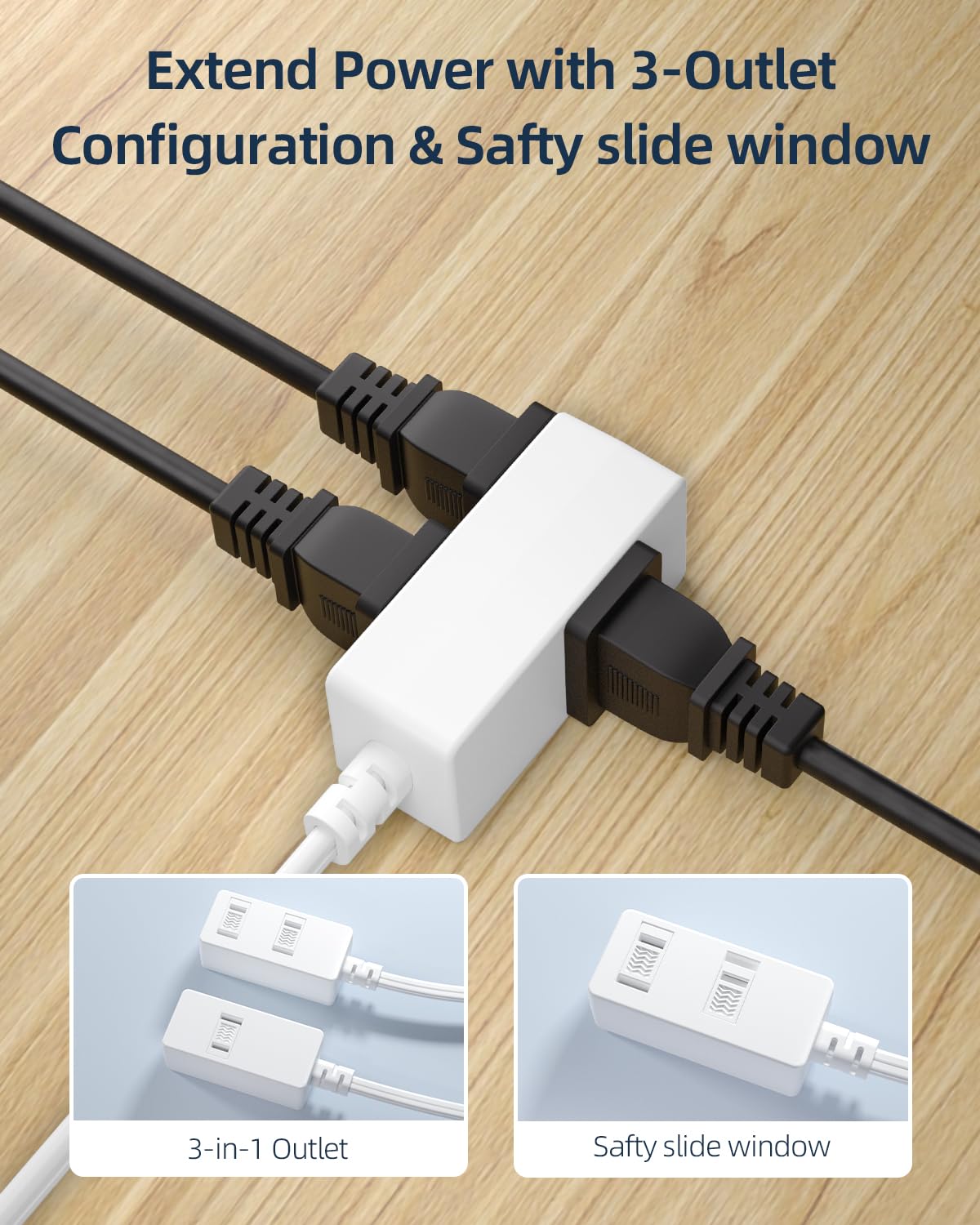 LitStar power strip showing safety slide windows for dust and touch protection.
