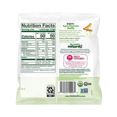 Little Bellies Apple Cinnamon Puffs individual packs, convenient for on-the-go feeding moments.