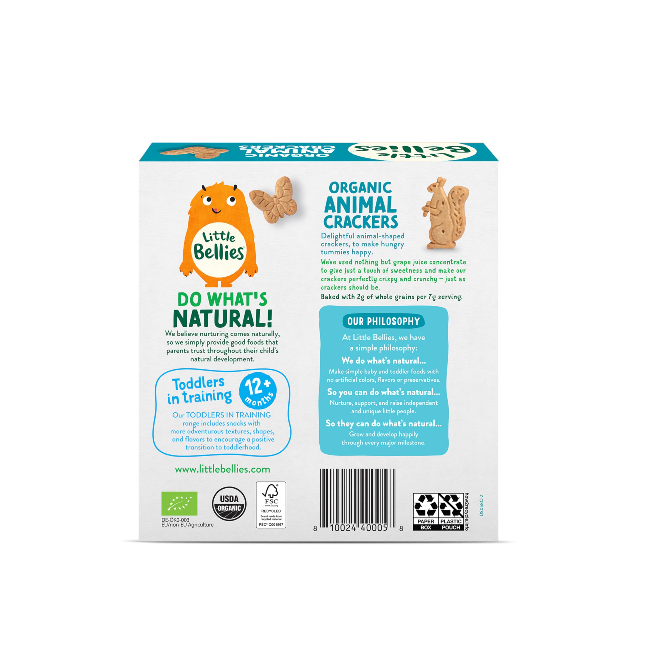 Little Bellies Organic Animal Crackers non-GMO assurance, clean label