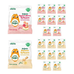 Little Bellies Softcorn Apple Berry snack close-up promotes self feeding