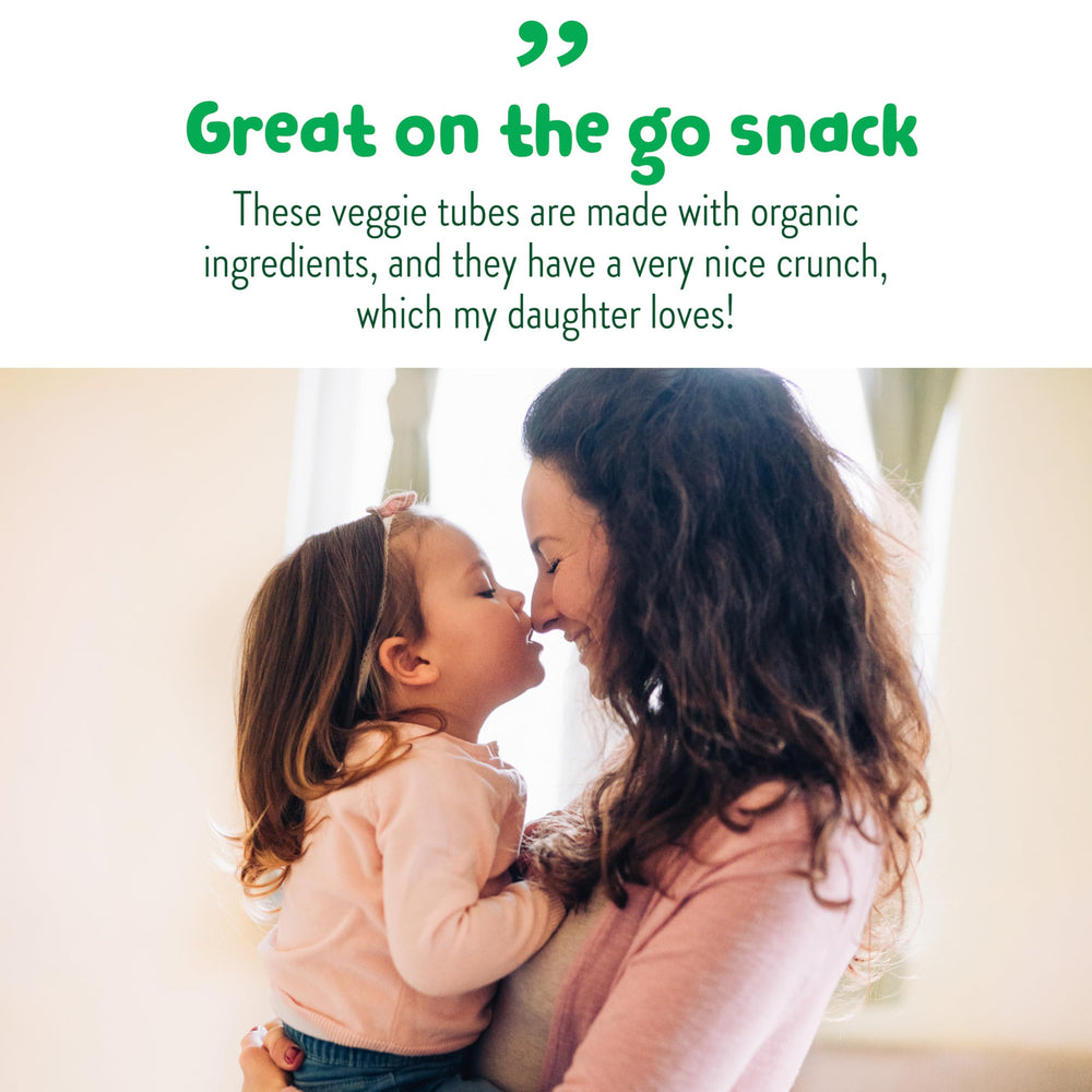 Little Bellies Veggie Tubes easy-open pouch supports independent feeding.