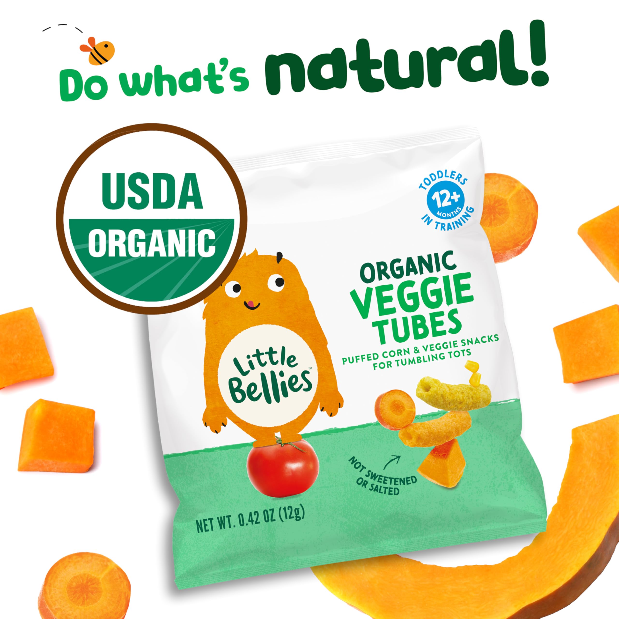 Little Bellies Veggie Tubes kids-snacking image showing veggie goodness.