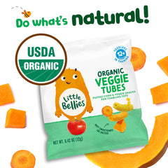 Little Bellies Veggie Tubes kids-snacking image showing veggie goodness.