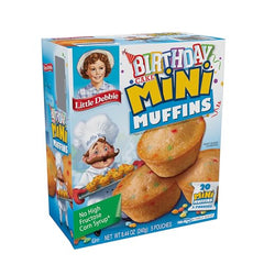 Little Debbie Birthday Cake Mini Muffins pouches enable easy, on-the-go snacking with sprinkles.