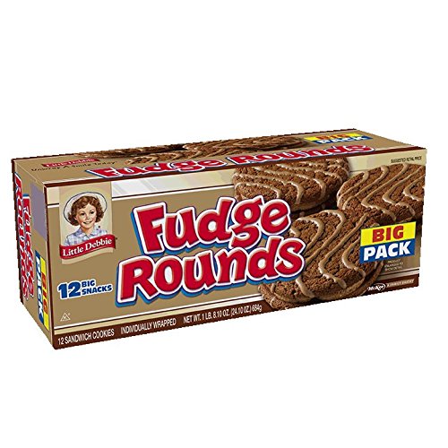 Carton inside view of Little Debbie Fudge Rounds showing quantity and seal freshness.