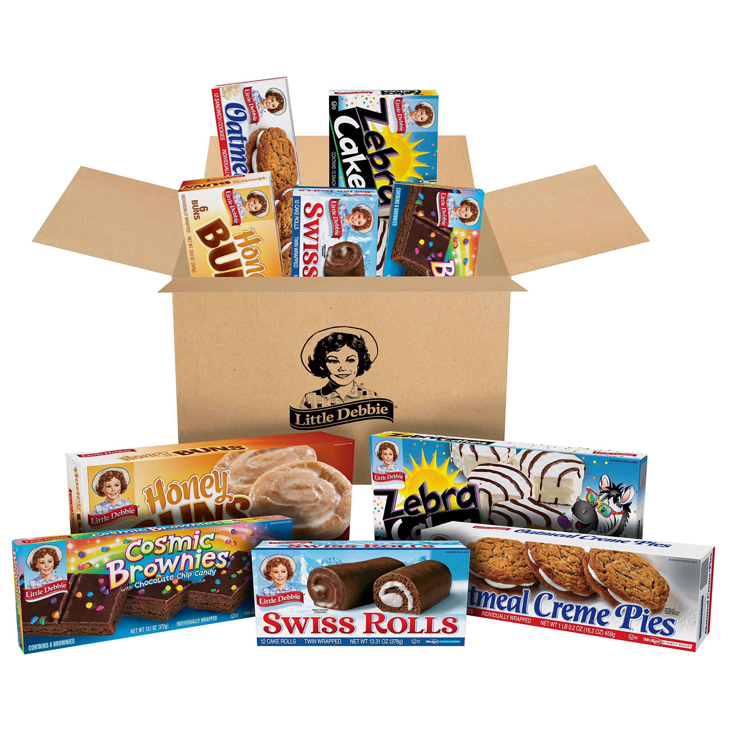 Little Debbie Zebra Cakes pack front for quick on-the-go snack moments.