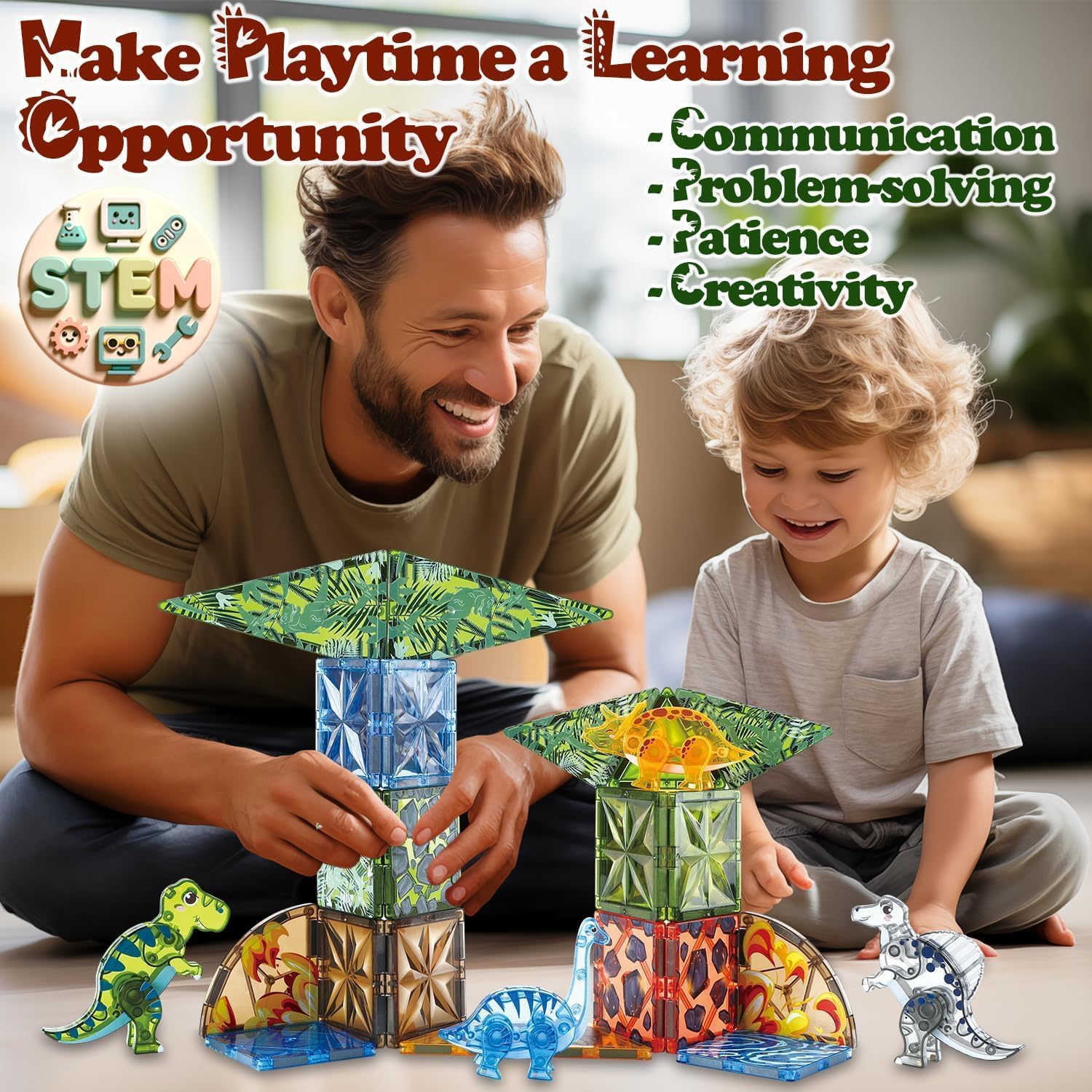 Little Pi tiles strengthen fine motor control during stacking.