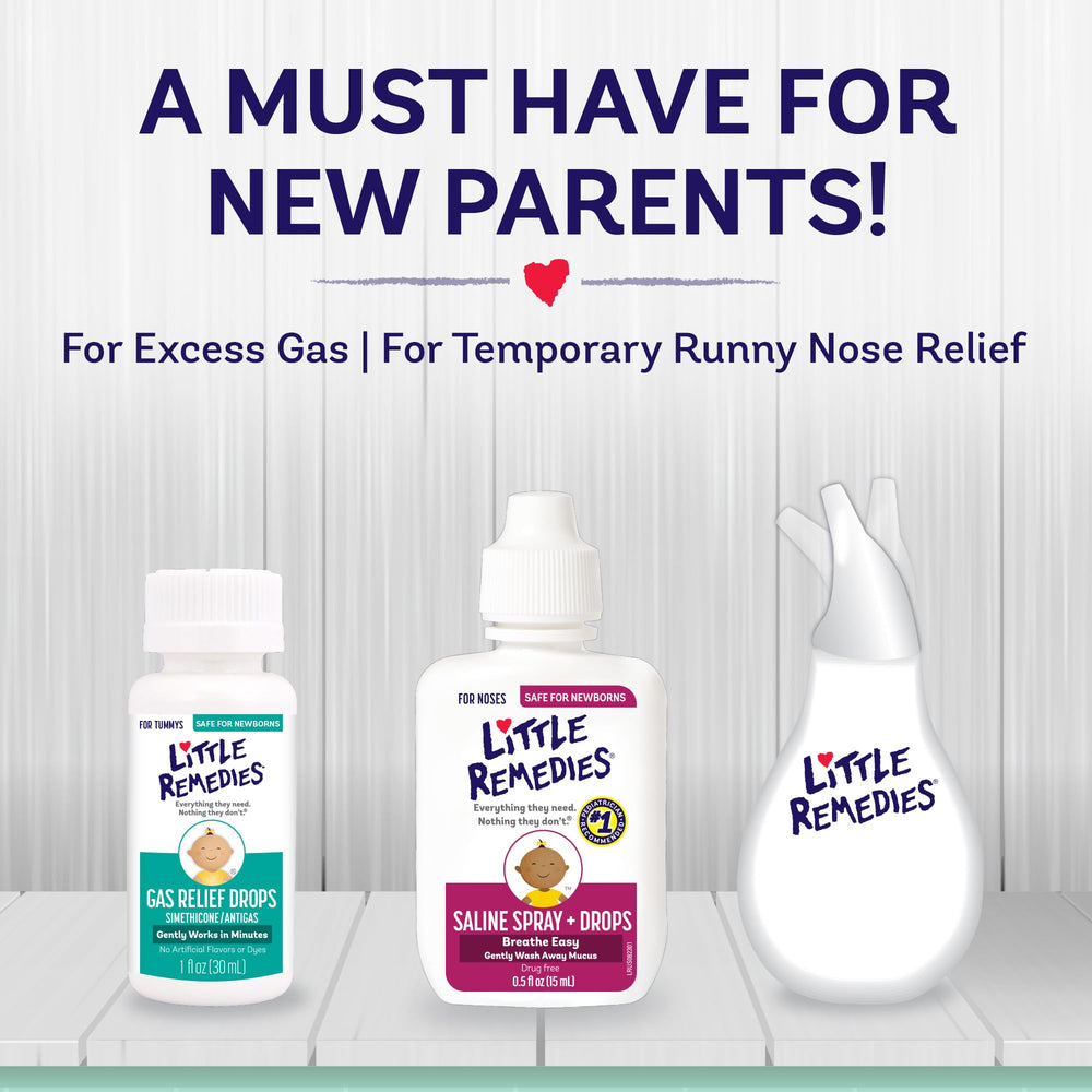 Little Remedies nasal aspirator safely clears nasal passages for newborns.