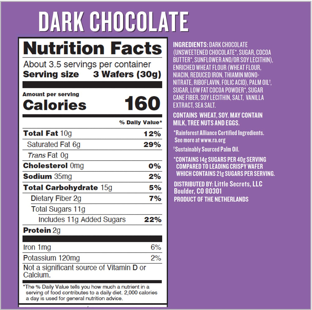 Little Secrets with European cocoa essence, rich flavor with fewer sugars.