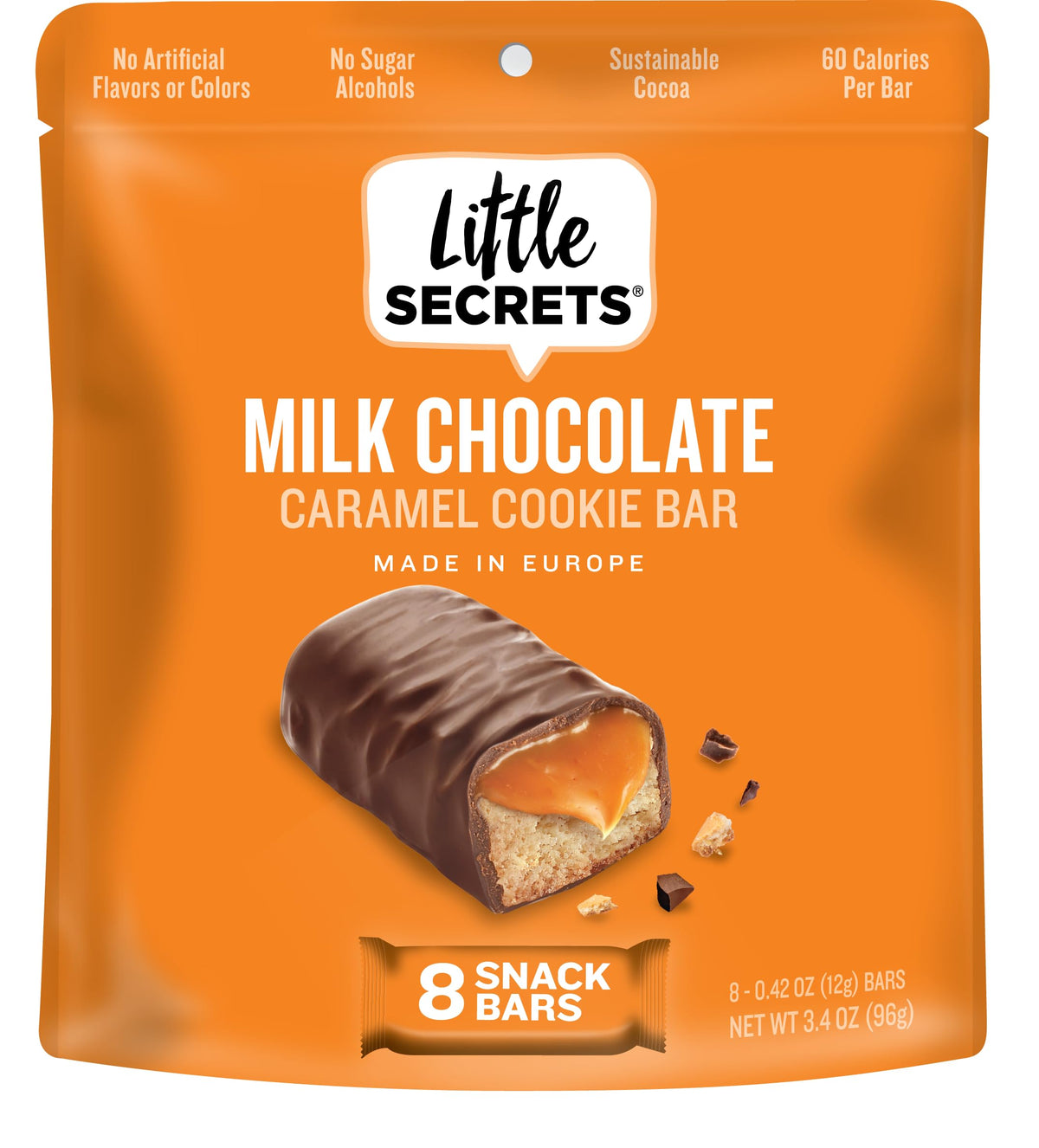 Little Secrets milk chocolate caramel cookie bar mini, individually wrapped for sharing.