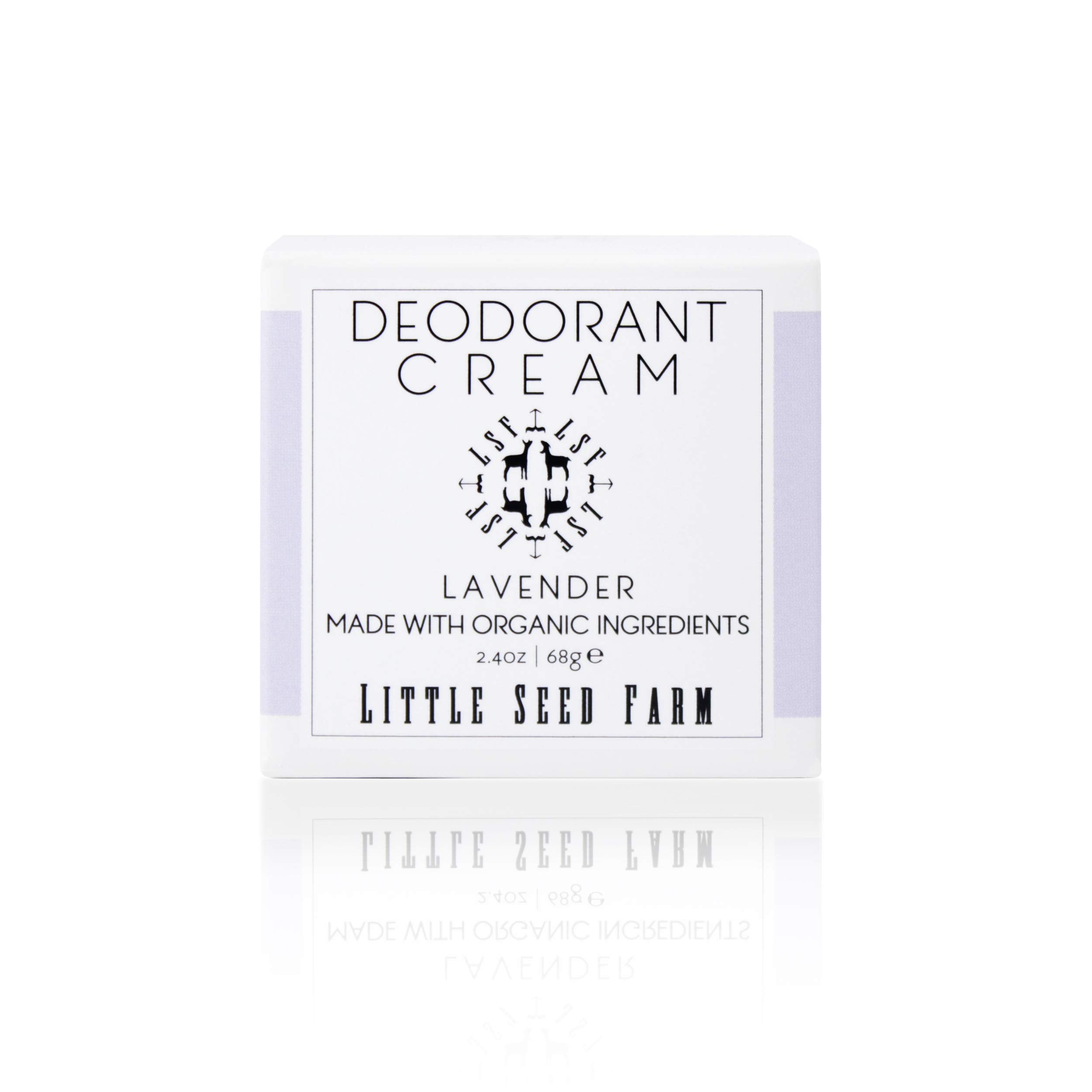 Little Seed Farm Lavender Deodorant Cream jar with smooth paste for all-day freshness.
