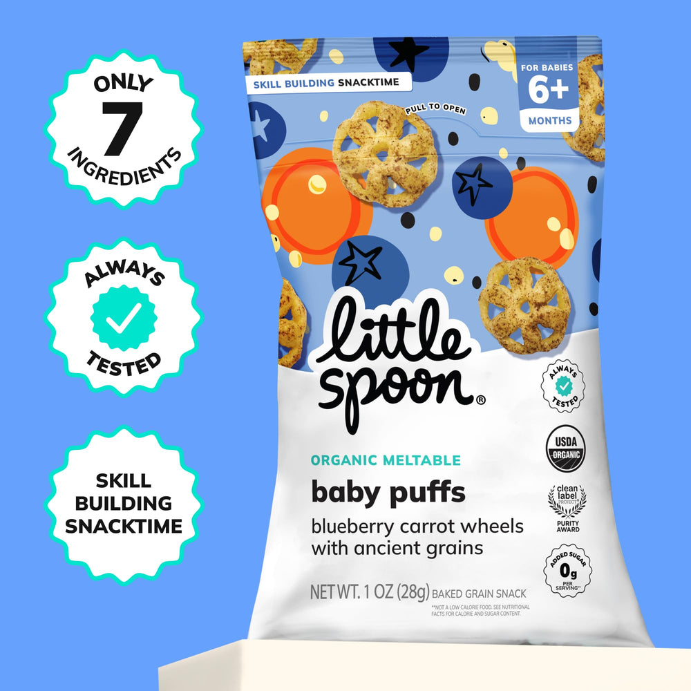 Organic grains close-up emphasizes seven simple ingredients and grain variety.