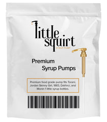 Little Squirt gold-finish syrup pump adds a professional look to drink stations.
