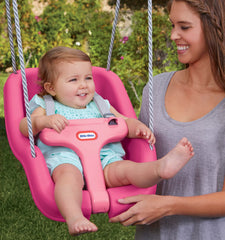 Removable straps on the Little Tikes swing store neatly when not needed for toddlers.