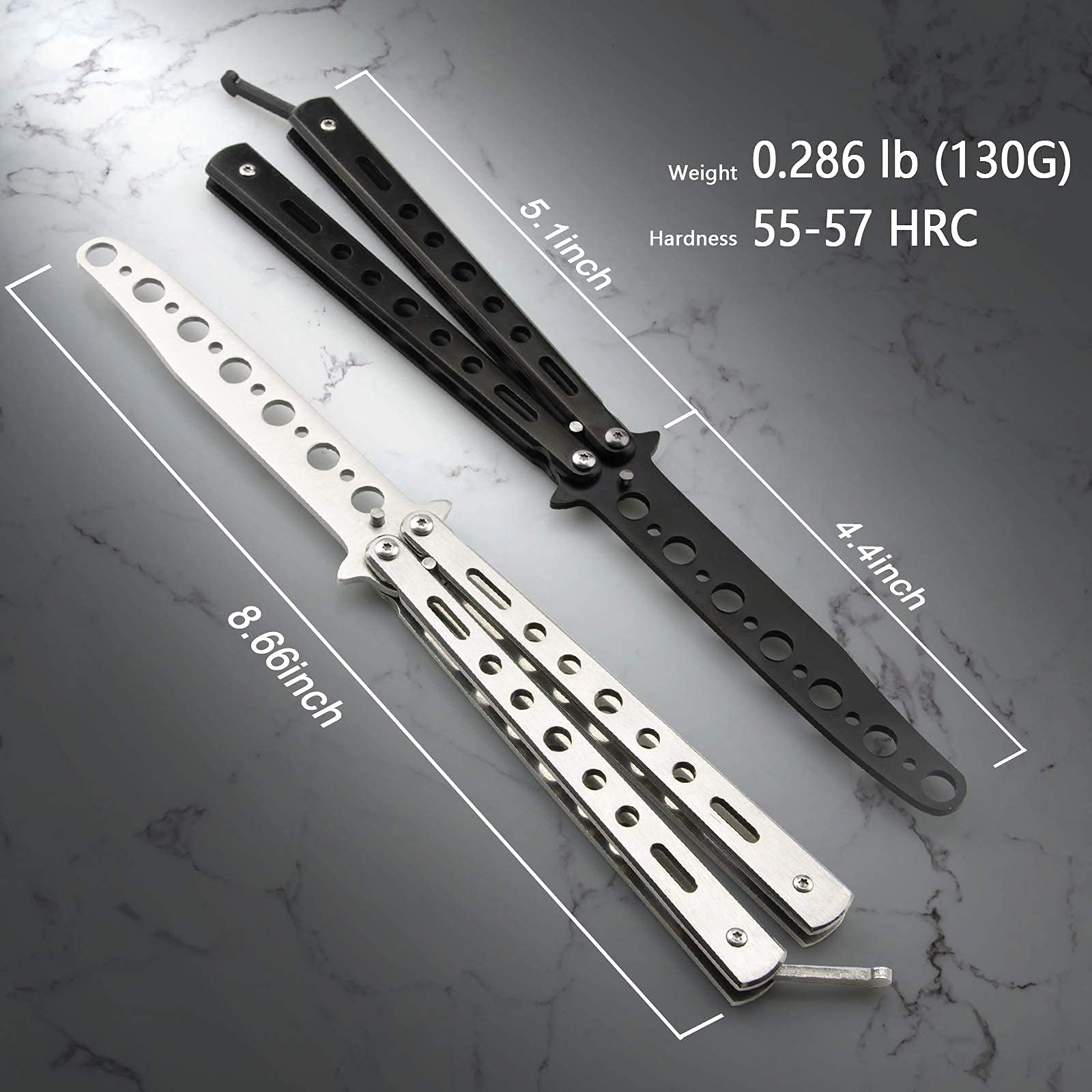 Little World Butterfly Knife Trainer unsharpened blade keeps hands safe during drills.