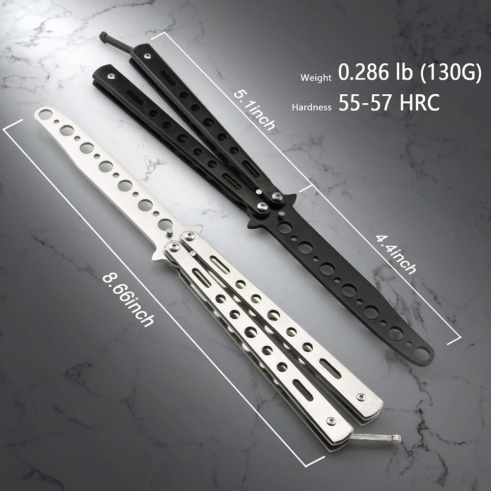 Little World Butterfly Knife Trainer unsharpened blade keeps hands safe during drills.