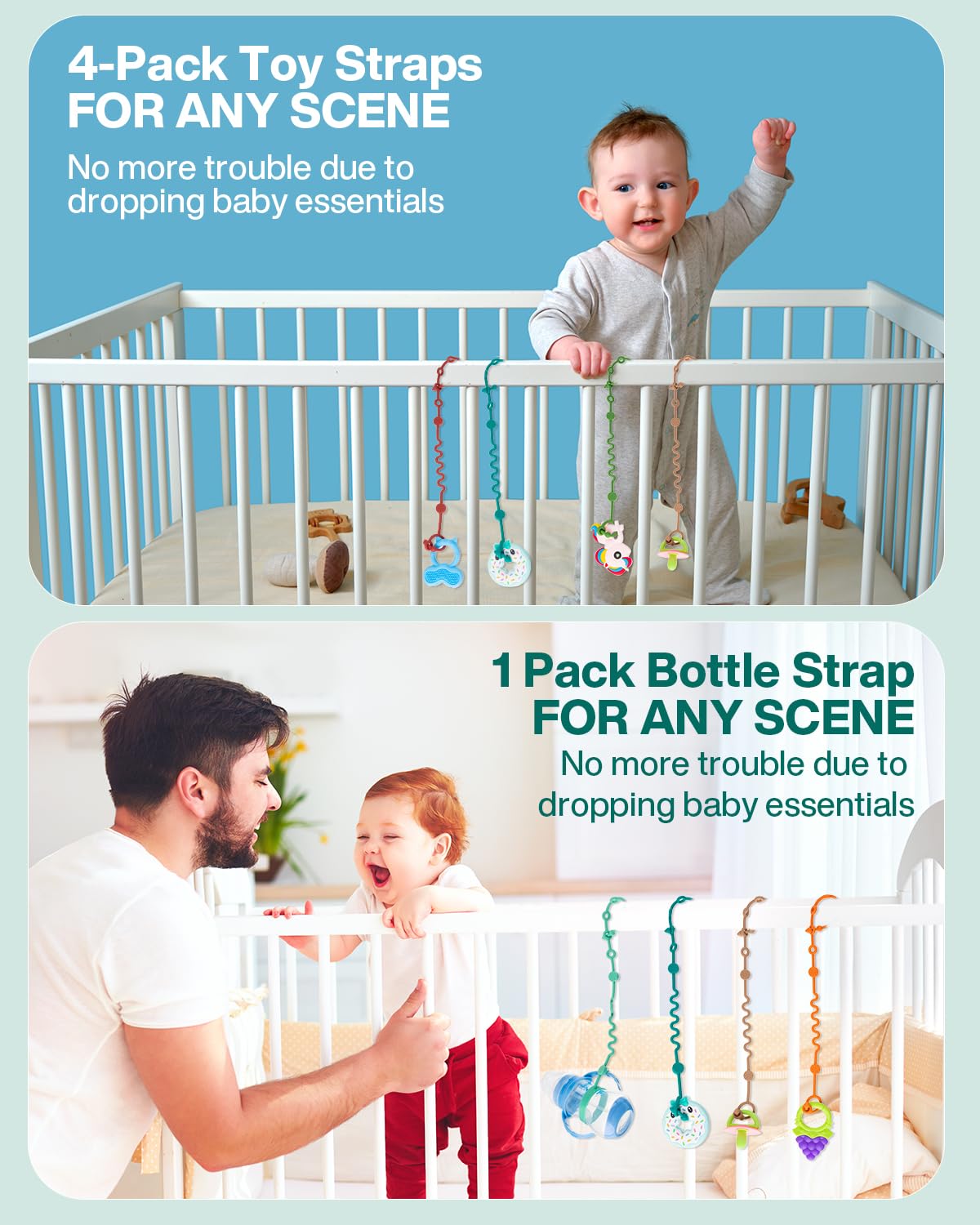 LittleHugs bottle holder string makes sippy cups easy to grab.
