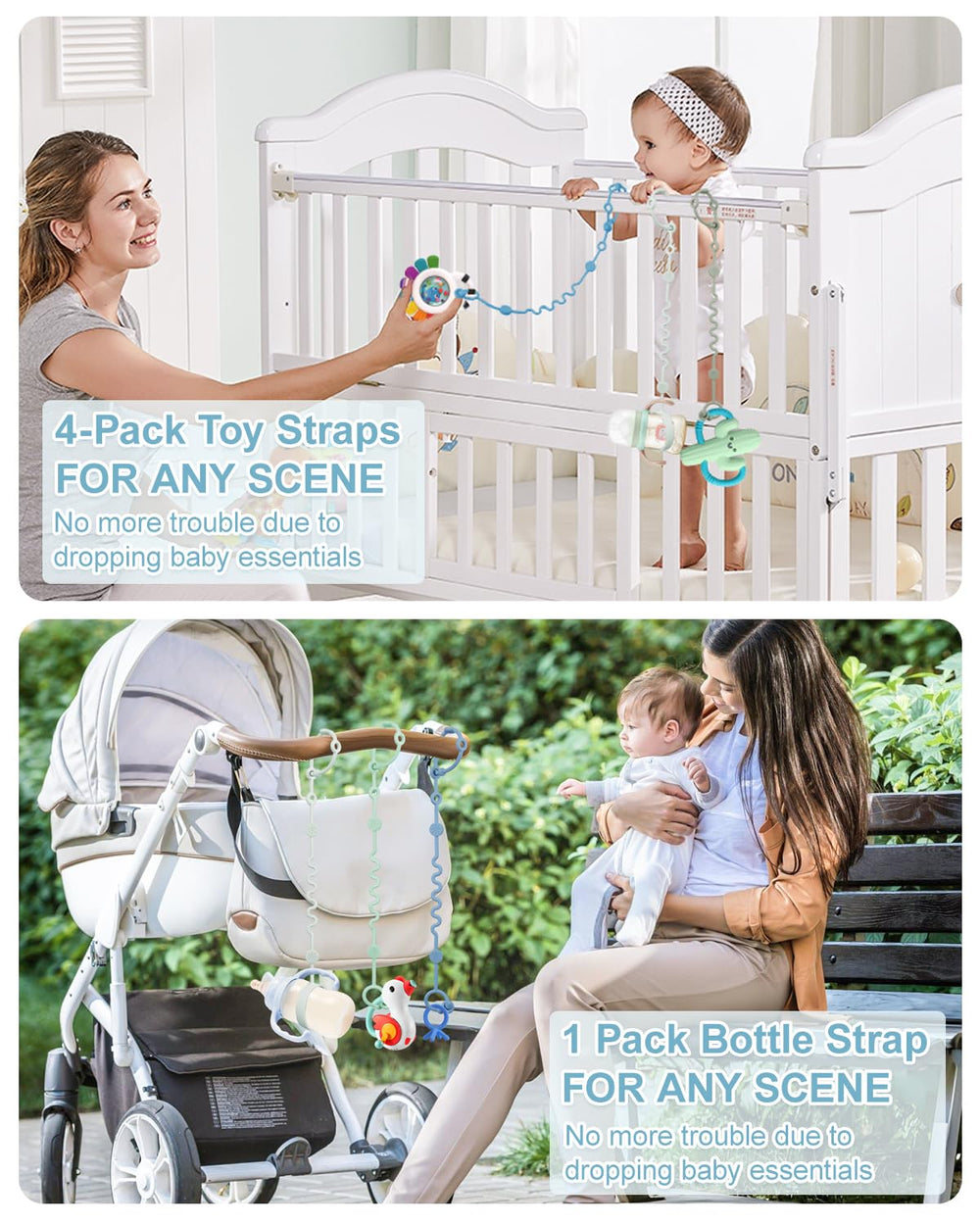 LittleHugs colorful straps help quickly grab items during busy outings.