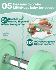 LittleHugs pacifier clip silicone keeps pacifiers handy and clean.